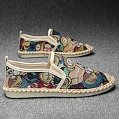 cheap Men&#039;s Slip-ons &amp; Loafers-Men&#039;s Animal Print Canvas Espadrille Slip-On Shoes with Jute Rope Sole – Comfortable Casual Summer Footwear