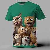 abordables T-shirts à imprimé animal-Homme Chat Marrant T shirt Manche Courte T-shirt 3D effet Col Ras du Cou Chemise Exagéré Design Soirée Vacances Noir Blanche Jaune Eté Printemps Vêtement Tenue S M L XL XXL XXXL