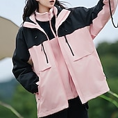 cheap Softshell, Fleece &amp; Hiking Jackets-Women&#039;s Softshell Jacket Hiking Jacket Winter Outdoor Color Block Thermal Warm Windproof Water Resistant 3-in-1 Jacket Winter Jacket Fleece Jackets Traveling Black Ivory Pink Red Orange