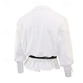 cheap Tops-Medieval Renaissance 17th Century Medium Length Blouse / Shirt Cosplay Costume Ren Faire Knight Ritter Celtic Knight Drawstring Solid Color Men&#039;s Celtic Pirate Masquerade Casual Daily Renaissance Fair