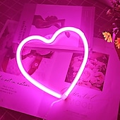 economico Lampade neon LED-luce al neon a forma di cuore rosa - led per San Valentino &amp;decorazione per feste perfetta per la stanza delle ragazze, dormitorio, decorazione per la casa per l&#039;anniversario di matrimonio