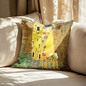 levne Vintage styl-slavný obraz oboustranný povlak na polštář 4ks gustav klimt měkký dekorativní čtvercový povlak na polštář povlak na polštář do ložnice obývací pokoj pohovka gauč křeslo
