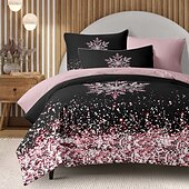 cheap 100% Cotton-Duvet Cover Set with Glitter Snowflake Design, 100% Cotton, Soft and Breathable Bedding Set, Includes Duvet Cover and Pillowcases, Elegant and Stylish for Winter Décor, Durable and Machine Washable