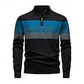 abordables Pull col rond-Homme Pull Pulls à quart de zip Pull en tricot A côtes Tricoter Hauts réguliers Tricoté Bloc de couleur Demi fermeture éclair Mode Décontractées Vacances Usage quotidien Vêtement Tenue Automne hiver
