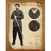 levne oblečení-Retro Středověké Renesanční Kalhoty Úbory Pásek Ren Faire Pánské Viking Fantazie předvečer Všech svatých Karneval Plesová maškaráda Karneval Výkon LARP Dospělé Tričko Kalhoty Pásek