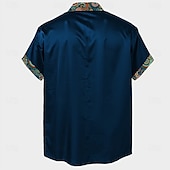 economico Modello etnico-Per uomo Motivo cashemire Camicia con bottoni Manica corta Moda Casual Feste Informale Estate Primavera Collo ripiegabile Abbottonare Rosso Blu