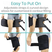 billiga Hängslen och stöd-lårstöd - hamstring quad wrap - justerbart kompressionsärmstöd för utdragen ljumskmuskel, stukningar, quadriceps, tendinit, träning, ischiassmärta och sportåterhämtning - män, kvinnor