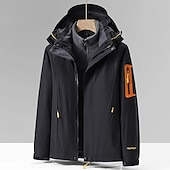 abordables Softshell, polares y chaquetas de montaña-Hombre Chaqueta Softshell Chaqueta para senderismo Invierno Al aire libre Bloque de color Mantiene abrigado Resistente al Viento Resistente al Agua Chaquetas 3-en-1 Chaqueta cortavientos Viaje Negro