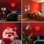 economico Lampade neon LED-luce al neon a forma di cuore rosa - led per San Valentino &amp;decorazione per feste perfetta per la stanza delle ragazze, dormitorio, decorazione per la casa per l&#039;anniversario di matrimonio
