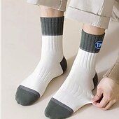 cheap Men&#039;s Socks-Men&#039;s 5 Pairs Multi Packs Socks Crew Socks Running Socks Casual Socks Rainbow Color Color Block Vacation Sports &amp; Outdoor Daily Basic Warm Fall &amp; Winter Fashion Casual