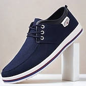 cheap Men&#039;s Sneakers-Men&#039;s Light Gray Canvas Lace-Up Casual Shoes with Contrast Trim – Stylish Lightweight Footwear for Travel, Work, and Daily Wear