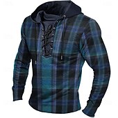 abordables Sweat à capuche à lacets pour hommes-Homme Plaid Sweats à Capuche Sweat à capuche Sweat à capuche Capuche Mode 3D effet Jaune Rouge Cordon Automne Hiver Designer