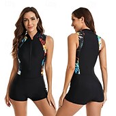 abordables Lycra de surf-Femme Maillot Anti UV Maillot de bain 1 pièce Protection solaire UV UPF50+ Poids Léger Sans Manches Spandex Le Maillot de corps Maillot de bain Zip sur le devant Natation Surf Plage Sports nautiques