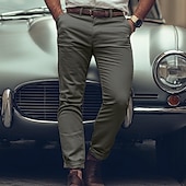preiswerte Chinos-Herren Hose Hosen Chinesisch Chino Chino Hosen Freizeithose Knopf Vordertasche Glatt Komfort Weich Geschäft Täglich Ausgehen Modisch Strassenmode Hellkaki Schwarz Mikro-elastisch