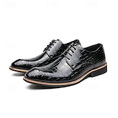 economico Formale-scarpe oxford da uomo in similpelle con motivo coccodrillo nero - calzature formali classiche con lacci per lavoro e occasioni speciali