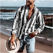 Men's Striped Geometric Pattern Shirt Long Sleeve Sports Fashion Designer Daily Holiday Spring, Fall, Winter, Summer Turndown Button-Down Purple Green Blue-White Gray cheap Geometric Pattern-Men's Striped Geometric Pattern Shirt Long Sleeve Sports Fashion Designer Daily Holiday Spring, Fall, Winter, Summer Turndown Button-Down Purple Green Blue-White Gray