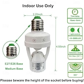 cheap Light Bulb Sockets-Motion Sensor Light Socket E26/E27 Smart Lamp Bulb Holder Adapter Auto On/Off Light Control Suitable for Garage Basement Porch Storage Room
