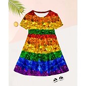 Dziewczyny ' 3D Graficzny Sukienka Krótki rękaw Lato Wiosna Urlop Codzienny Święto Księżniczka Piękny Słodkie Dzieci 4-12 lat Codzienne sukienki Sukienka A line Do kolan Regularny tanie Sukienka 3D Shining Vision-Dziewczyny ' 3D Graficzny Sukienka Krótki rękaw Lato Wiosna Urlop Codzienny Święto Księżniczka Piękny Słodkie Dzieci 4-12 lat Codzienne sukienki Sukienka A line Do kolan Regularny