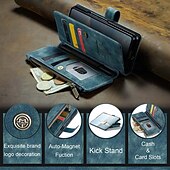 abordables Carcasas Samsung-Funda para teléfono Samsung Galaxy Z Fold 6 Z Fold 5 Z Fold 4 Z Fold 3 funda de billetera con soporte de pie cremallera retro TPU PU cuero