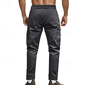 baratos Calças Cargo-Men's Joggers Trousers Cargo Sweatpants Pocket Drawstring Elastic Waist Plain Comfort Sports Outdoor Daily Fashion Casual ArmyGreen Black Micro-elastic