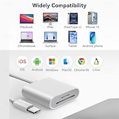 זול רכזות USB-קורא כרטיסי usb c sd מתאם כרטיס sd עם חריצי כרטיסים כפולים לאייפון 15 pro ipad mac macbook מחשב נייד אנדרואיד usb-c/typec מצלמת שביל במהירות גבוהה מציג קורא כרטיסי זיכרון plug and play