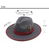 ieftine Pălărie Fedora-Bărbați Pălărie Kentucky Derby Palarie de soare Pălărie de cowboy Căciulă Fedora Trilby Negru Roșu-aprins De Lână Stil Vintage Modă secolul al 18-lea Statul Texas Zilnic Tematica Bloc Culoare Crem