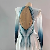 baratos Vestidos de Patinação Artística-Vestidos para Patinação Artística Mulheres Para Meninas Patinação no Gelo Vestidos Branco Patchwork Thumbhole Com Transparência Elasticidade Alta Treino Competição Roupa para Patinação Clássico