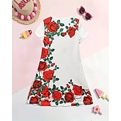 abordables Vestido de flores 3D-Semana Santa Girls &#039; 3D Floral Graphic Vestido Manga Corta Verano Primavera Vacaciones Diario Festivos Princesa Hermosa Dulce Niños 4-12 años Vestido informal Hasta la Rodilla Ajuste regular