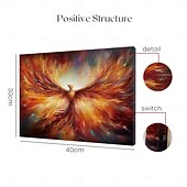 cheap LED Wall Art-Animal Phenix LED Canvas Wall Art LED Lighted Up Wall Decor 2AA Battery Operated Lighted Canvas Print LED Light Kitchen Bedroom or Home Decor