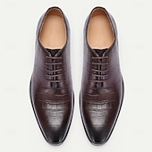 preiswerte Klassische Anzugschuhe-Oxford-Schuhe aus hochwertigem Rindsleder mit Krokodilprägung für Herren, stilvolles, formelles Schuhwerk mit Schnürung für Business und besondere Anlässe