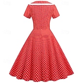 economico Vestiti-Elegante Classico Anni 1950 Vestito A Pois Linea ad A Costume Per donna San Valentino Evento / Festa Data Tè Adulti Vestito Primavera &amp; Estate