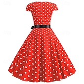 cheap Dresses-Elegant Classical 1950s Dress Polka Dot A-Line Women&#039;s Valentine&#039;s Day Event / Party Date Tea Party Adults&#039; Dress Spring &amp; Summer