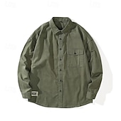 abordables Camisas de trabajo para hombre-Hombre Camisa Camisas de trabajo Abotonar la camisa Camisa cargo Negro Verde Trébol Manga Larga Plano Diseño Vacaciones Festivos Bolsillo Ropa Moda Casual Cómodo