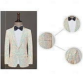 cheap Outfits-Disco 1980s Pants Outfits Suits &amp; Blazers Disco Sequins Men&#039;s Masquerade Performance Party Club Adults&#039; Coat Pants All Seasons