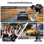billige Bil-DVR-K26 1440p Nytt Design / HD / med bakkamera Bil DVR 150 grader Bred vinkel IPS Dash Cam med WIFI / GPS / G-Sensor 4 infrarøde LED Bilopptaker