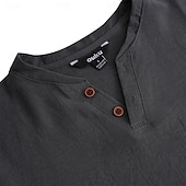 cheap Casual Henley Tee-Men&#039;s Henley Shirt Tee Top Short Sleeves Plain Fashion Designer Basic Buttons V Neck V Neck Vacation Street Going out Summer Black White Light Blue Henley T-Shirt