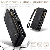 cheap Samsung Cases-Phone Case For Samsung Galaxy Z Fold 6 Z Fold 5 Z Fold 4 Wallet Case with Stand Holder Zipper with Wrist Strap Retro TPU PU Leather