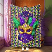 economico Coperte da letto-coperta da carnevale dal design vivace e festoso, perfetta per aggiungere un tocco di allegria al tuo spazio, tessuto morbido e accogliente per il massimo comfort, ideale per copridivani, copriletti o viaggi leggeri