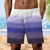 olcso Geometriai nyomat-Férfi Színes Színátmenet színe Izzadt nadrág Strand rövidnadrág Terry Shorts Közepes csípő Szüret Alkalmi Napi Szabadság Utcai öltözék Zsinór Rugalmas derék 3D nyomtatás Tervező Ruházat