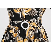 preiswerte Kleider-Retro Vintage 1950er Hepburn Kleid Ausgestelltes Kleid Tupfen Blume / Blumenmuster Kostüm Damen Maskerade Veranstaltung / Fest Junggesellinnenabschiedsparty Festival Erwachsene Kleid