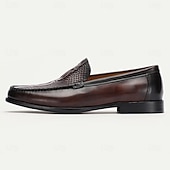 billiga Premium läder Loafers-Herr Tofflor och Slip-Ons Läder Italienskt fullkornigt kohud Bekväm Halksäker Loafers Kaffe