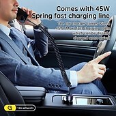 cheap Car Charger-2 Usb A/C Port 1 Type C Cable Car Charger 45W Type C Fast Charging And Usb Car Charger