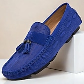 economico Slip-ons e mocassini da uomo-mocassini da uomo in finta pelle scamosciata marrone con dettaglio nappa e motivo in rilievo | comodi ed eleganti per l&#039;uso quotidiano