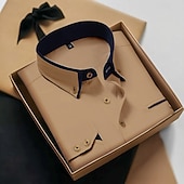 baratos Camisas de botões masculinas-Homens Saia camisa de botão camisa de colarinho Camisa não de ferro Tecido Casamento Trabalho Azul Claro Branco Rosa Azul Marinha Manga Longa Colarinho Todas as Estações Roupa