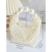 economico Clutch e borsette da sera-borsa da donna con perline finte e grande manico in perle, elegante pochette da sera per matrimoni, feste ed eventi formali nero argento beige