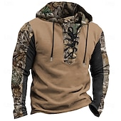 abordables sweats à capuche zippés pour hommes-Homme camouflage Camouflage Sweats à Capuche Sweat à capuche Sweat à capuche Capuche Mode 3D effet Noir Marron Cordon Automne Hiver Designer