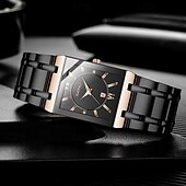 cheap Quartz Watches-New Stainless Steel Fashion Trend Men&#039;S Quartz Watch Calendar Waterproof Simple Leisure Sports Automatic Non-Mechanical Square Watch