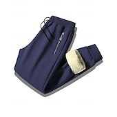 cheap Joggers-Men's Fleece Pants Sweatpants Joggers Winter Pants Trousers Pocket Drawstring Elastic Waist Plain Comfort Warm Sports Outdoor Daily Fashion Casual Black Navy Blue Micro-elastic