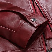 cheap Leather Jackets-Men&#039;s Faux Leather Jacket Transition Jacket Casual Jacket Biker Jacket Casual Thermal Warm Rain Waterproof Faux Fur Trim Fall Pure Color Casual Stand Collar Regular Regular Faux Leather Regular Fit