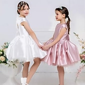 preiswerte Kleider für die Blumenmädchen-kinderkleidung Mädchen Blumenmädchen Kleid Kleid für die Erstkommunion Party Kleid Feste Farbe Ärmellos Leistung Hochzeit Party Gitter Prinzessin Süß Gitter Mitte der Wade Etuikleid Tüll-Kleid Sommer